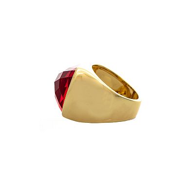 Rivka Friedman 18K Gold Plated Rubelite Cushion-Cut Cubic Zirconia Statement Ring