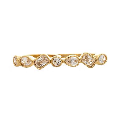 Rivka Friedman 18K Gold Plated Double Finger CZ Bezel Line Ring