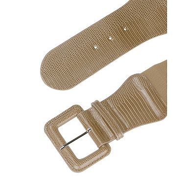 Elastic Waist Belts for Women Wide Belts Rectangular Chunky Buckle