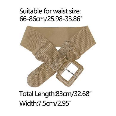 Elastic Waist Belts for Women Wide Belts Rectangular Chunky Buckle