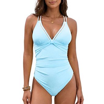Women's Cut Out Monokini Bikini 1 pc Adjustable Spaghetti Straps Tops Tummy Control Swimwear