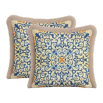 Fringed Cushion Cover Set of 2 Geometric Ornament Tasselled Throw Pillow Cover