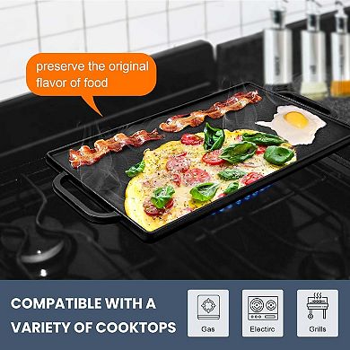 Cast Iron Reversible Grill Griddle for Stove Top, Flat Griddle for Gas Grills