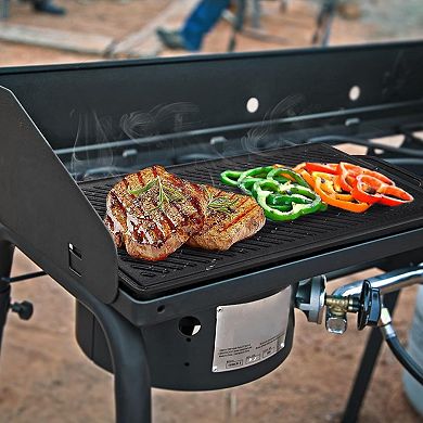 Cast Iron Reversible Grill Griddle for Stove Top, Flat Griddle for Gas Grills
