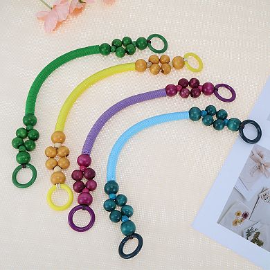 Durable Woven Wooden Beaded Bag Handles 2 Pcs