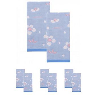 Cotton Geometric Floral Jacquard Hand Towel 29 x 13 Inch Soft Absorbent Decorative Towel for Room