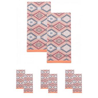 Cotton Geometric Floral Jacquard Hand Towel 29 x 13 Inch Soft Absorbent Decorative Towel for Room