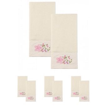 Floral Embroidered Hand Towels for Bathroom, 29" x 13" Soft Absorbent Flower Hand Towel Set
