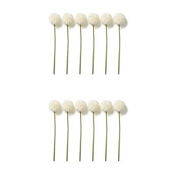 12 Packs Artificial Dandelion Flowers, Silk Pompon Mum Ball Bouquets 11.4"H