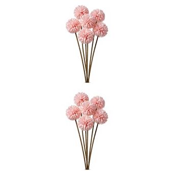 12 Packs Artificial Dandelion Flowers, Silk Pompon Mum Ball Bouquets, Faux Allium Floral 11.4"H