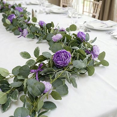 4 Packs Artificial Rose Eucalyptus Garland Faux Greenery Flower Vine 5.9 ft