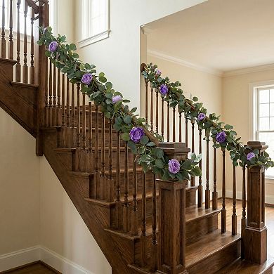 4 Packs Artificial Rose Eucalyptus Garland Faux Greenery Flower Vine 5.9 ft