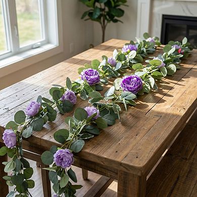 4 Packs Artificial Rose Eucalyptus Garland Faux Greenery Flower Vine 5.9 ft