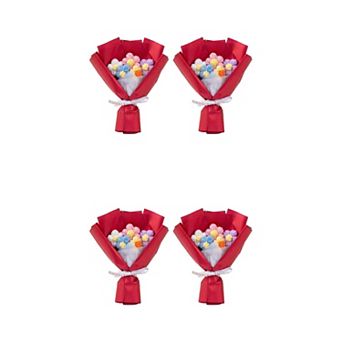 4 Packs Handmade Crochet Flowers Bouquet with Gift Wrap Knitted Floral Arrangement 5.9"L x 7.1"H