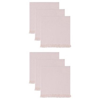 6 Packs Waffle Weave Fringed Edge Dish Towels, Super Absorbent Lint Free Reusable Towels 14" x 14"