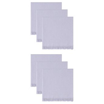 6 Packs Waffle Weave Fringed Edge Dish Towels, Super Absorbent Lint Free Reusable Towels 14" x 14"