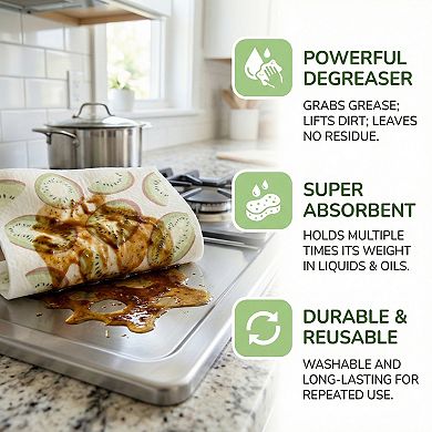 6 Packs Reusable Swedish Kitchen Dish Cloths Fruit Patten Towels Quick Dry Kitchen Dish Rags 8"x7"