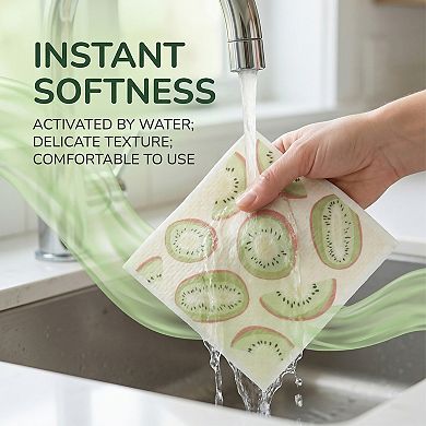 6 Packs Reusable Swedish Kitchen Dish Cloths Fruit Patten Towels Quick Dry Kitchen Dish Rags 8"x7"