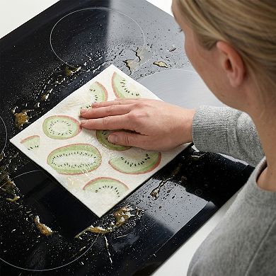 6 Packs Reusable Swedish Kitchen Dish Cloths Fruit Patten Towels Quick Dry Kitchen Dish Rags 8"x7"