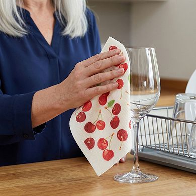 6 Packs Reusable Swedish Kitchen Dish Cloths, Fruit Patten Towels Quick Dry Kitchen Dish Rags 8"x7"