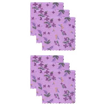6 Packs Coral Fleece Printed Cleaning Cloths Super Absorbent Soft Reusable Towel for Kitchen 12"x12"