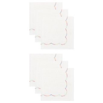 6 Packs Cotton Cleaning Rainbow Stitched Edge Dish Cloths, Absorbent Lint-Free Towels 10"x10"