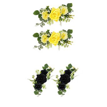 4 Packs Artificial Rose Bouquets, Silk Flowers with Stems Realistic Faux Floral Arrangements 13"H