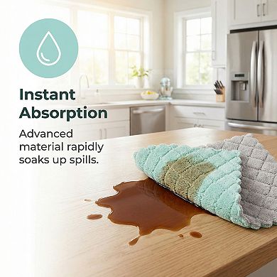 6 Packs Kitchen Dish Cloths, Absorbent Microfiber Cleaning Streak-Free Towels 10" x 10"