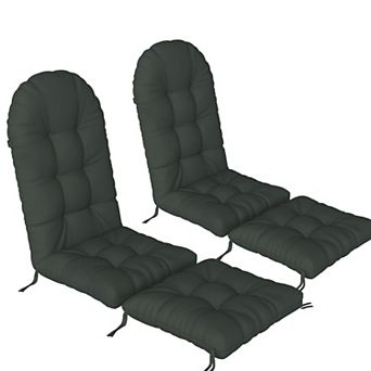 Outdoor Adirondack Chair Cushions 2Pack, 44x19x4" Waterproof, 17x19" Ottoman, Back, Ties Patio