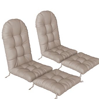 Outdoor Adirondack Chair Cushions 2Pack, 44x19x4" Waterproof, 17x19" Ottoman, Back, Ties Patio
