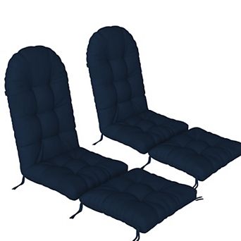 Outdoor Adirondack Chair Cushions 2Pack, 44x19x4" Waterproof, 17x19" Ottoman, Back, Ties Patio