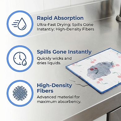 6 Packs Reusable Swedish Kitchen Dish Cloths, Cute Patterned Towels Quick Dry Kitchen Rags 12"x12"