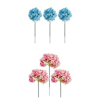 6 Packs Artificial Hydrangea Flowers with Long Stems Hydrangea Bouquet with Detachable Heads 17.3"H