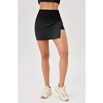 Womens High Waist Side Slit Skorts Yoga Fitness Tennis Golf Athletic Skirt with Built-in Shorts