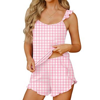 Women's Square Neck Sleeveless Top and Shorts Two Piece Pajama Set