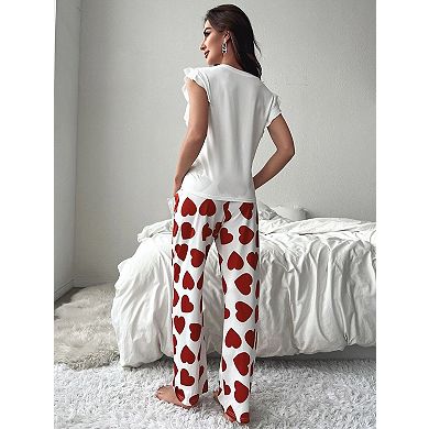Women's Crew Neck Sleeveless Top and Pants Two Piece Pajama Set