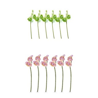 12 Packs Artificial Wax Lotus Flower Bouquet Faux Silk Berry Greenery Stems for Home Decor 10"H