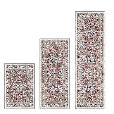 BOGASYL Vintage 3 Piece Non Slip Kitchen Rug Set
