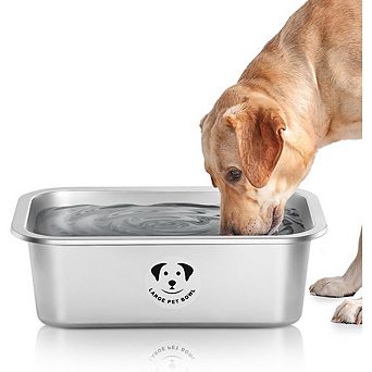 High-Capacity Stainless Steel Dog Food and Water Bowl