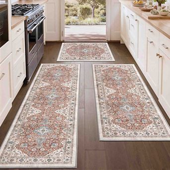 BOGASYL Vintage 3 pc Non Slip Kitchen Rug Set