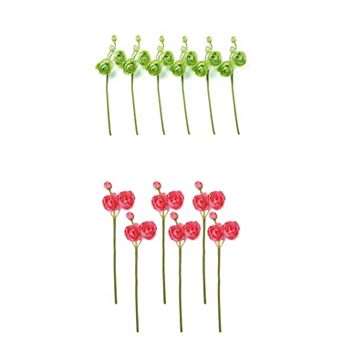 12 Packs Artificial Wax Lotus Flower Bouquet, Faux Silk Berry Greenery Stems for Home Decor 10"H