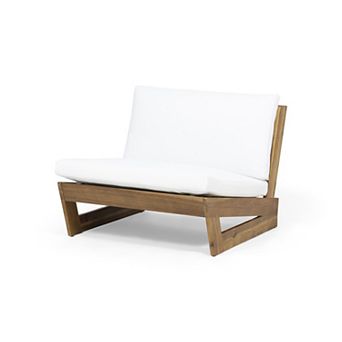 Outdoor Club Chair Modern Acacia Wood Lounge Chair with Slat Paneling