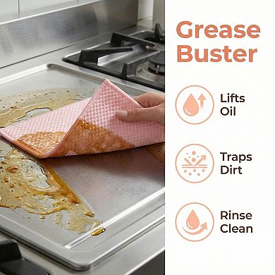 6 Packs Dish Cloth for Washing Dishes, Solid Cloths with Poly Scour Side Popcorn Texture 12" x12"