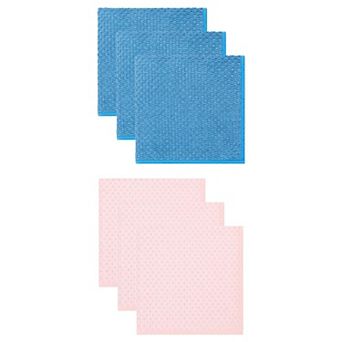 6 Packs Dish Cloth for Washing Dishes, Solid Cloths with Poly Scour Side Popcorn Texture 12" x12"