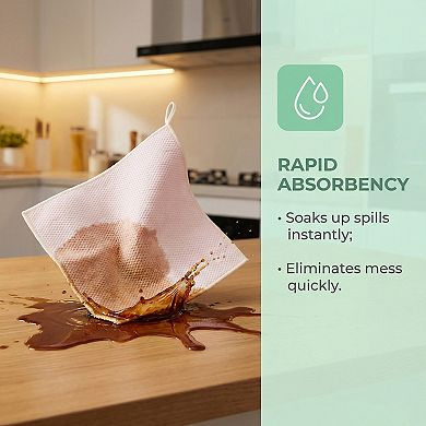 6 Packs Waffle Weave Microfiber Towel, Solid Color Cloth, Absorbent Lint-Free for Kitchen 12" x 12"