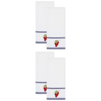 4 Packs Cotton Kitchen Towels Absorbent Fast-Drying Dish Towel, Embroidered Waffle Dishcloth 15"x25"
