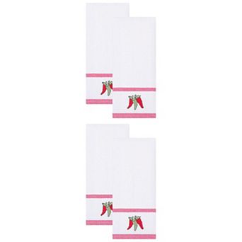 4 Packs Cotton Kitchen Towels Absorbent Fast-Drying Dish Towel, Embroidered Waffle Dishcloth 15"x25"