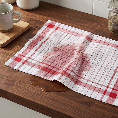 4 Packs Classic Plaid Pattern Kitchen Towels, Absorbent Quick-Drying Cleaning Towels 16" x 28"