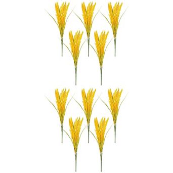 10 Packs Artificial Wheat Stems 15.7" Realistic Faux Wheat Ears Stems Plastic Grain Plants for Decor