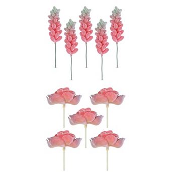 10 Packs Realistic Flocked Artificial Succulents 3.5" Faux Echeveria Picks Unpotted Plant
